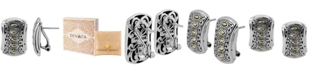DEVATA Bali Heritage Classic Stud Clip Earrings Omega Clasp in Sterling Silver and 18k Yellow Gold Accents